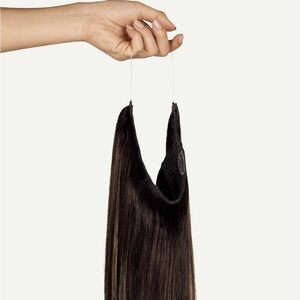 Luxy 16” Dark Brown Balayage Halo Hair Extension Volume Bundle 140g